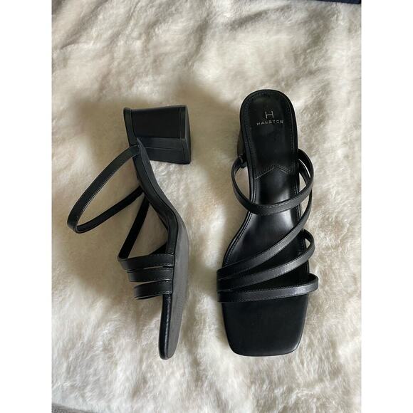 H Halston Black Strap Heels - Picture 2 of 3